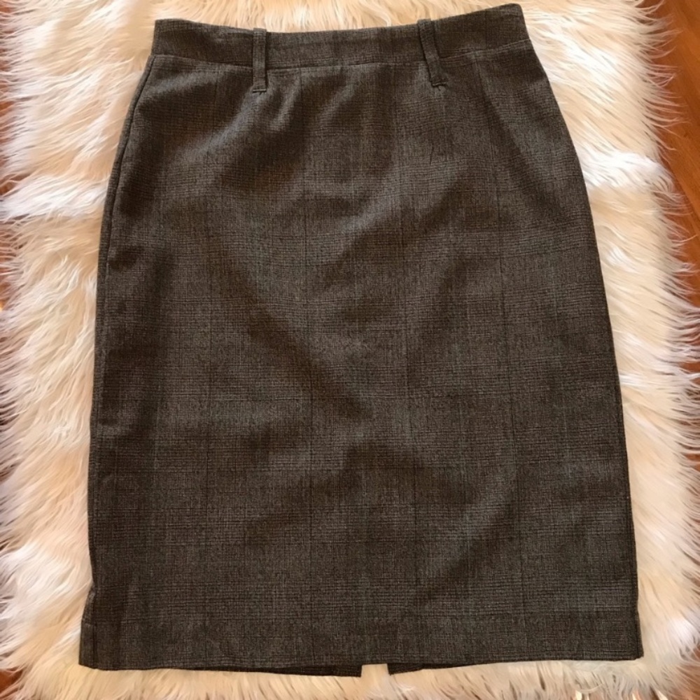 CAbi #388 Glenn Plaid Pencil Skirt Brown Size 4